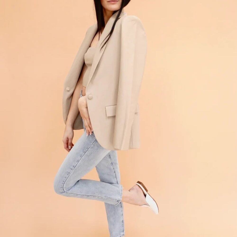 Amanda Uprichard Tan Jane Blazer Size Small - Picture 8 of 16